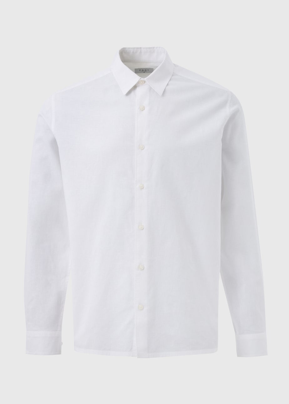 White Roll Up Sleeve Linen Shirt