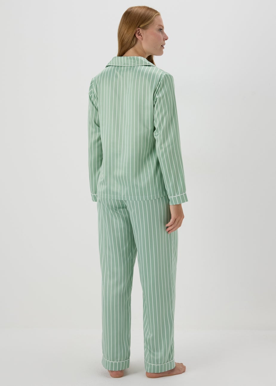 Green Stripe Satin Pyjama Set