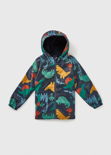 Boys Navy Dino Showerproof Raincoat (1-7yrs)