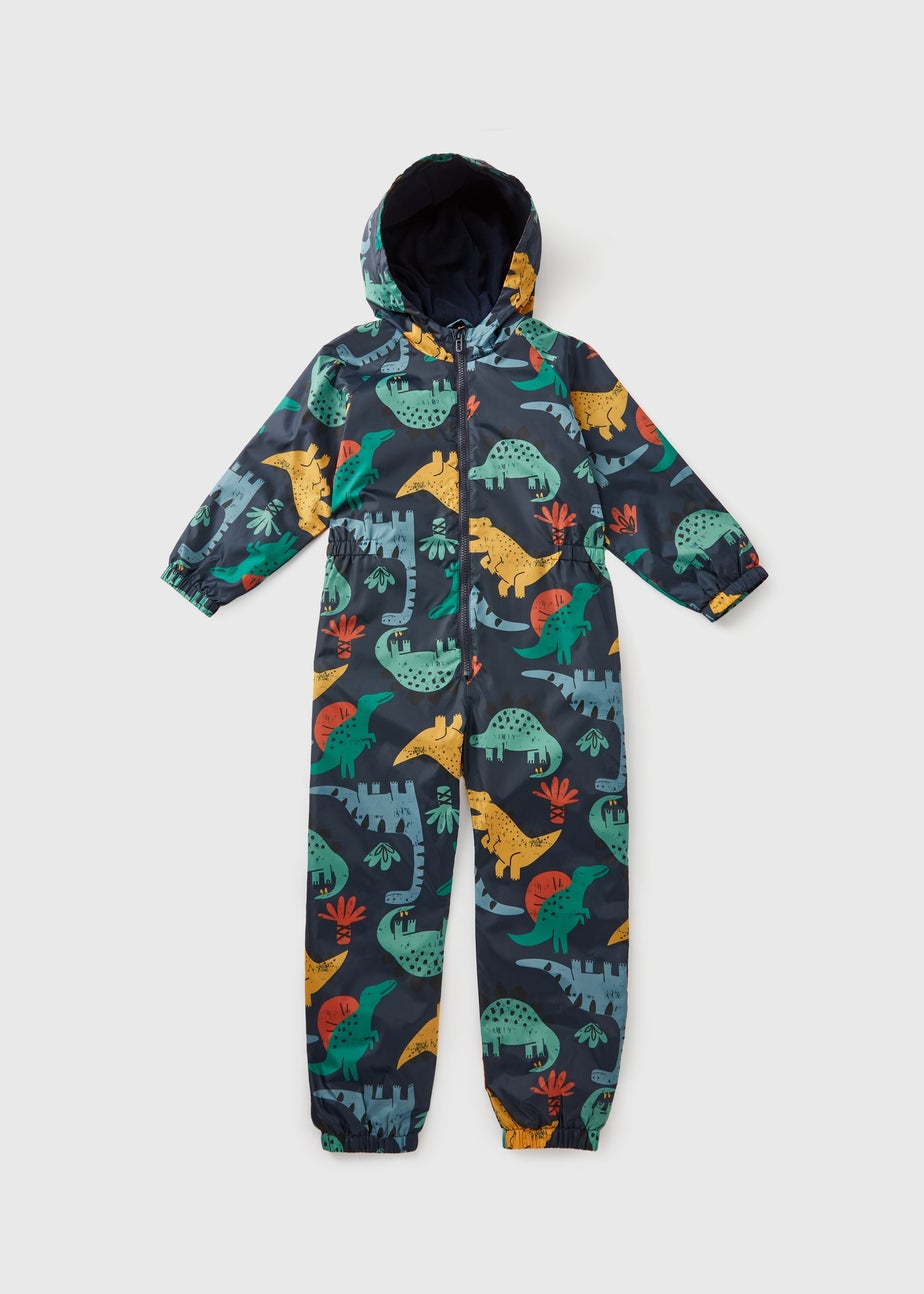 Boys Navy Dino Showerproof Puddle Suit (1-7yrs)