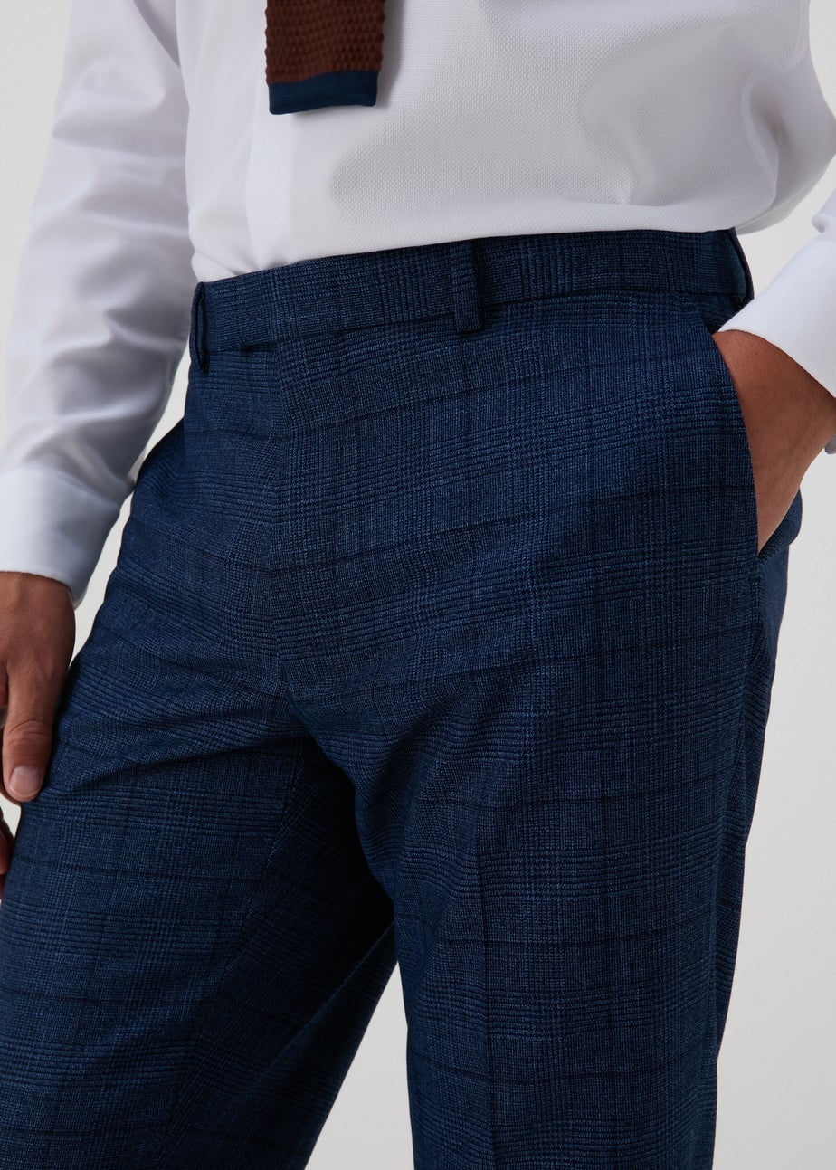 Taylor & Wright Chatsworth Navy Check Tailored Trousers