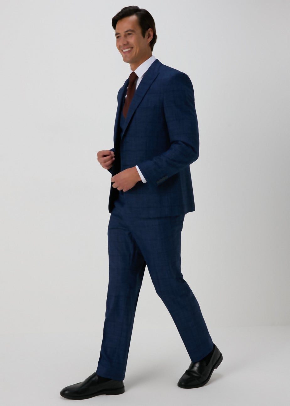 Taylor & Wright Chatsworth Navy Check Tailored Trousers