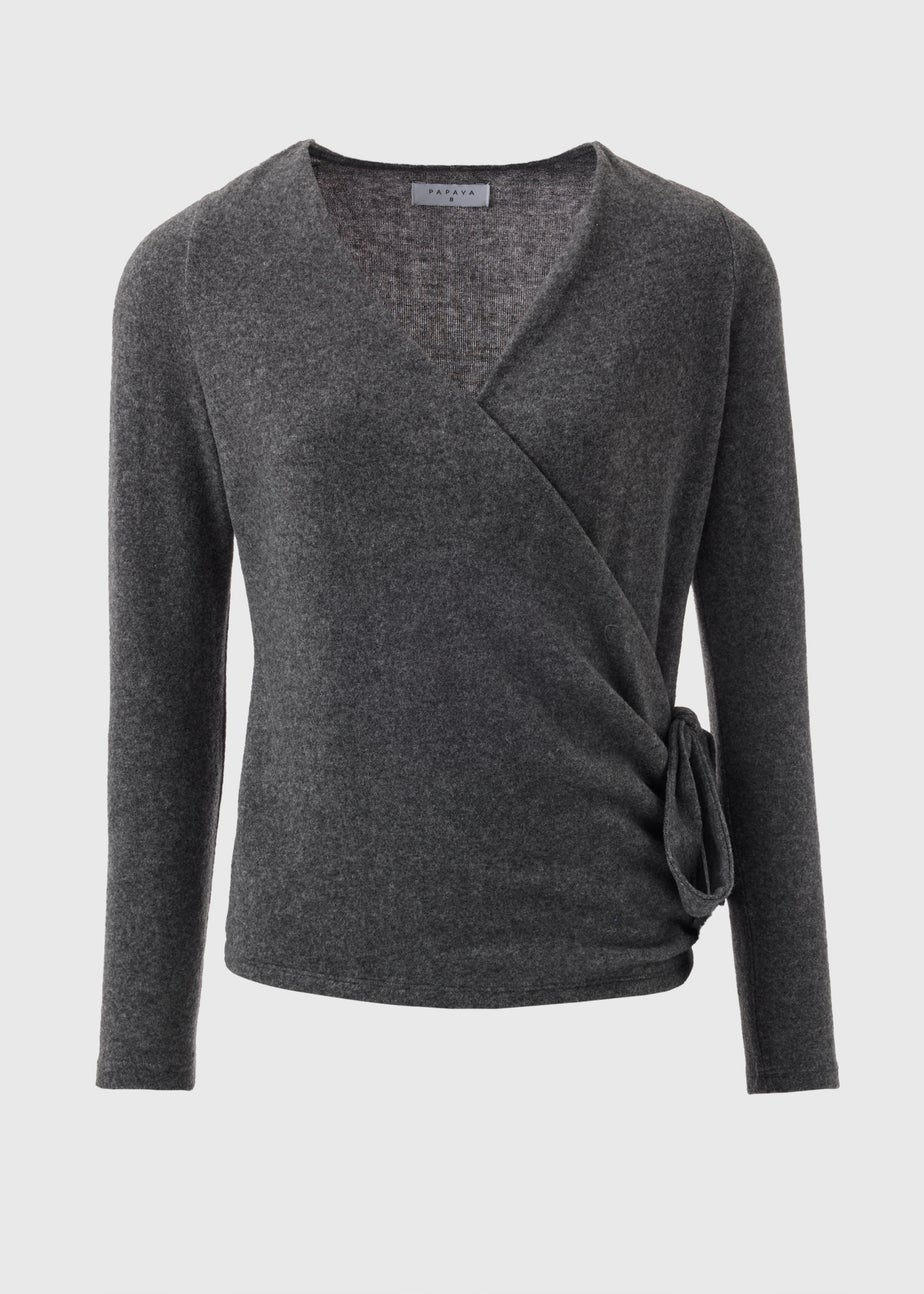 Charcoal Front Wrap Top