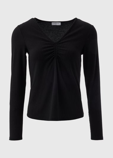 Black Ruched Front Top