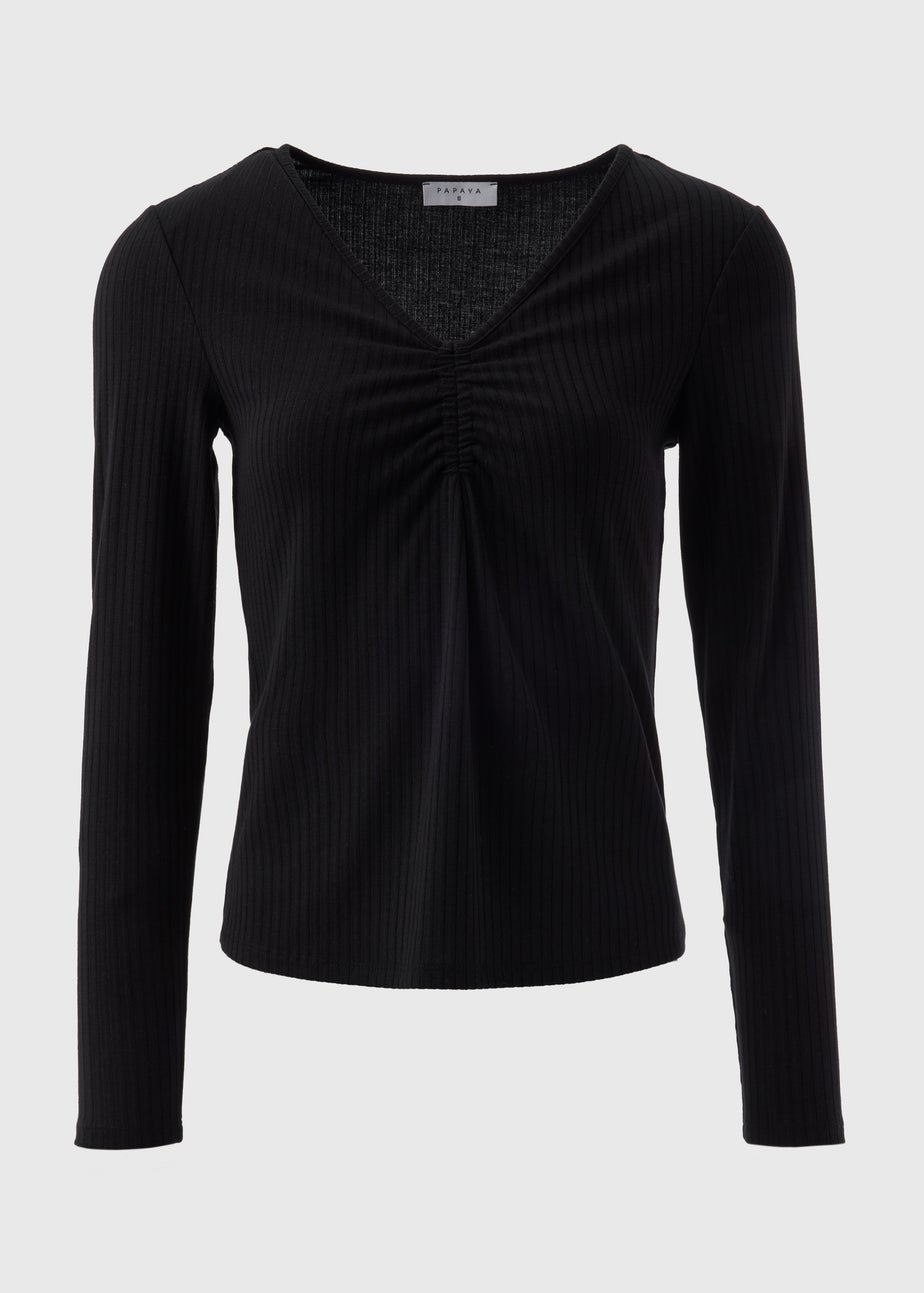 Black Ruched Front Top