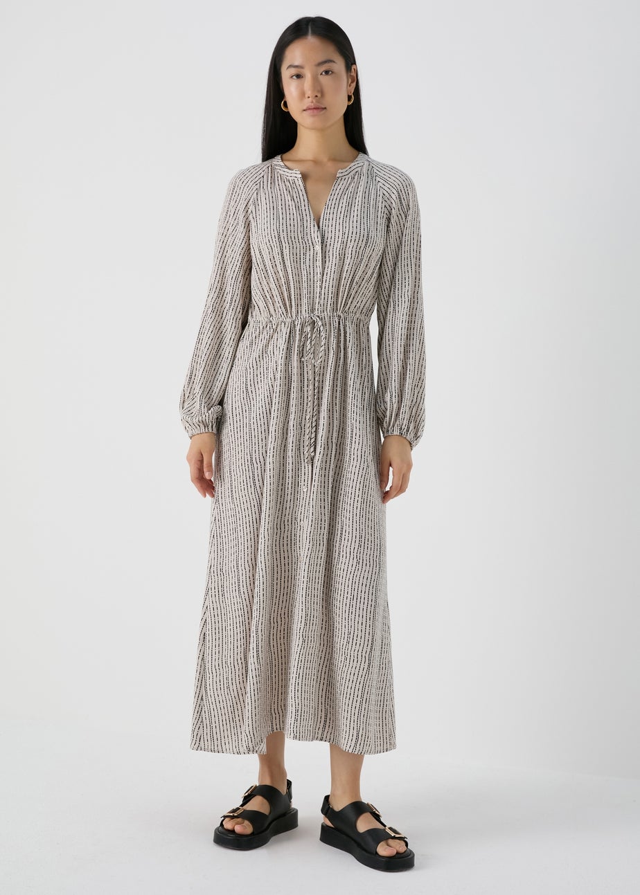 Et Vous Beige Patterened Shirt Midi Dress