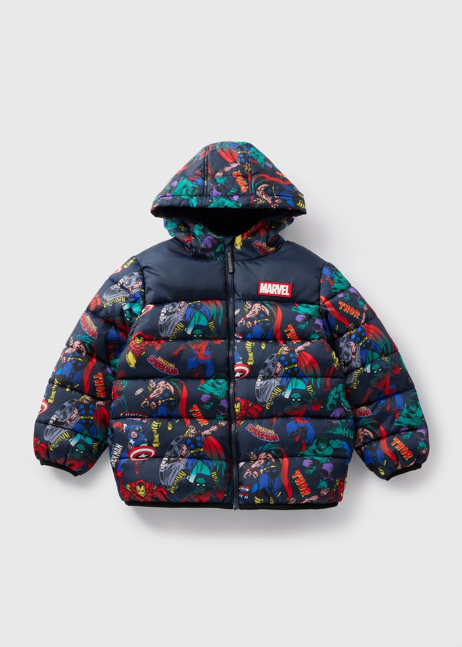 Marvel Kids Showerproof Navy Puffer Coat (4-9yrs)
