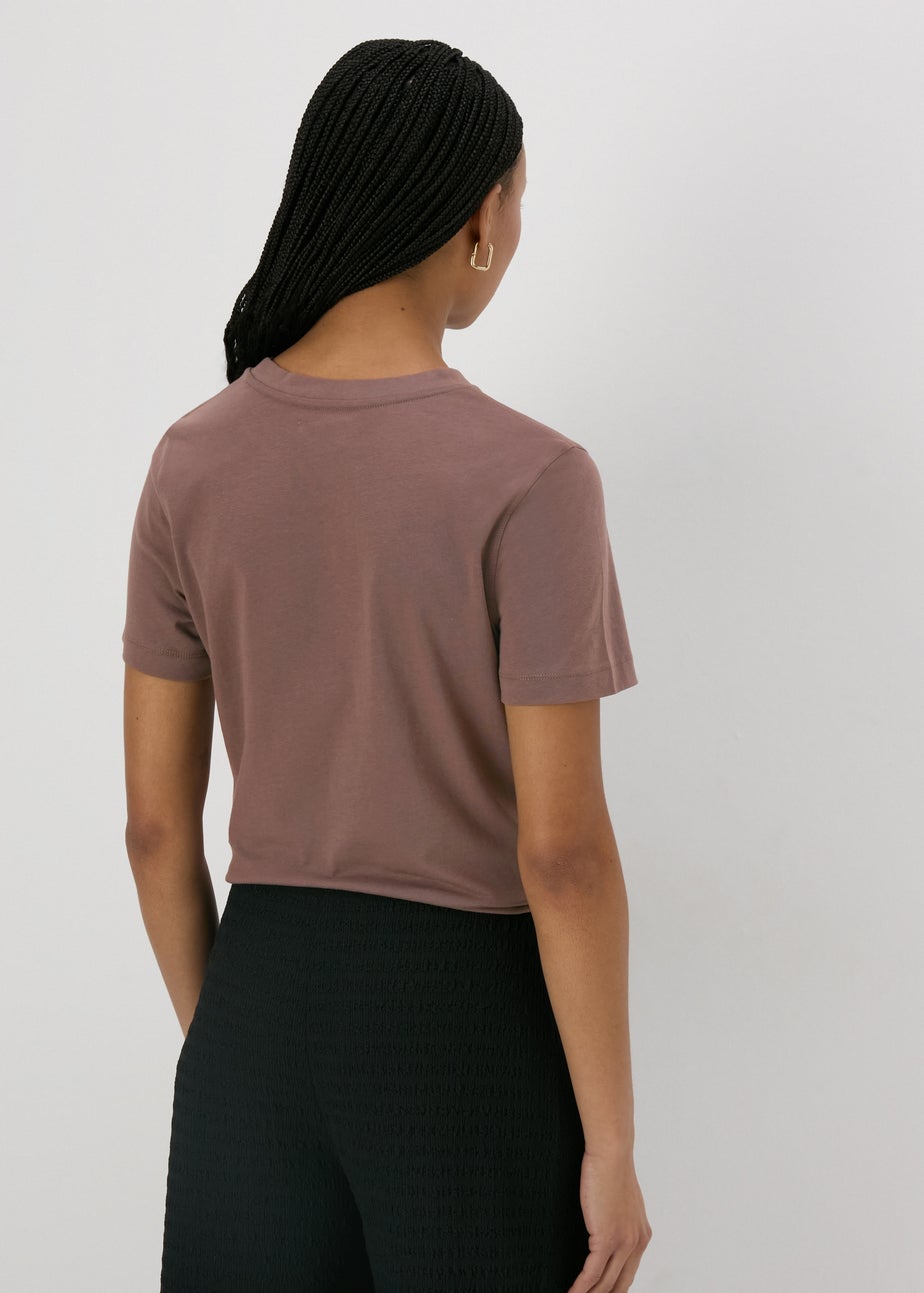 Beige Plain Short Sleeve T-Shirt