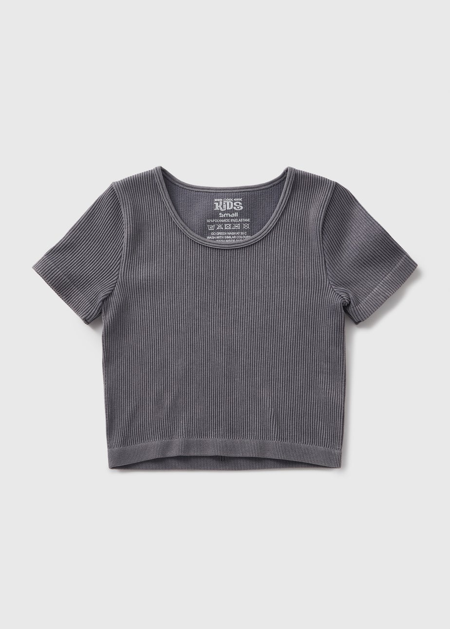Girls Grey Seamless Top (7-15yrs)