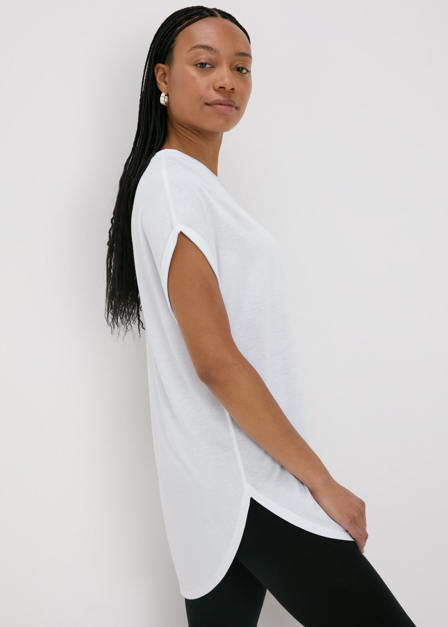 White Longline T-Shirt - Matalan