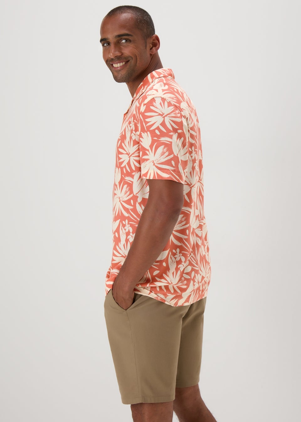 Peach Floral Print Shirt