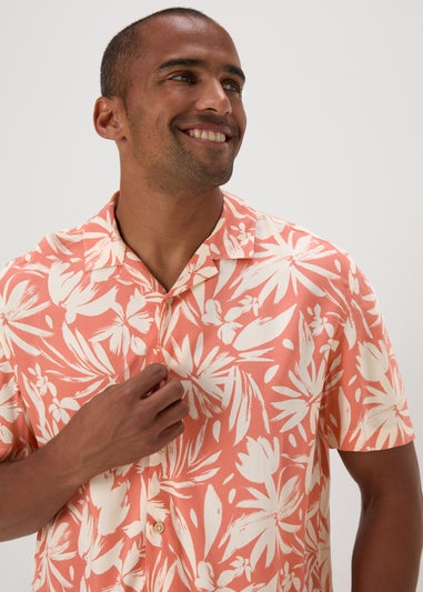 Peach Floral Print Shirt