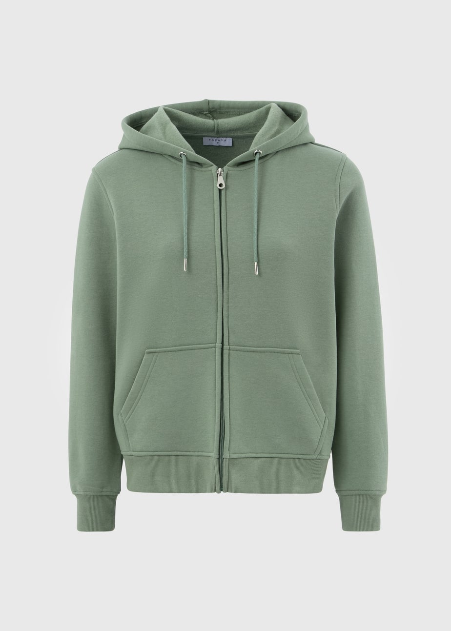Khaki Zip Up Hoodie