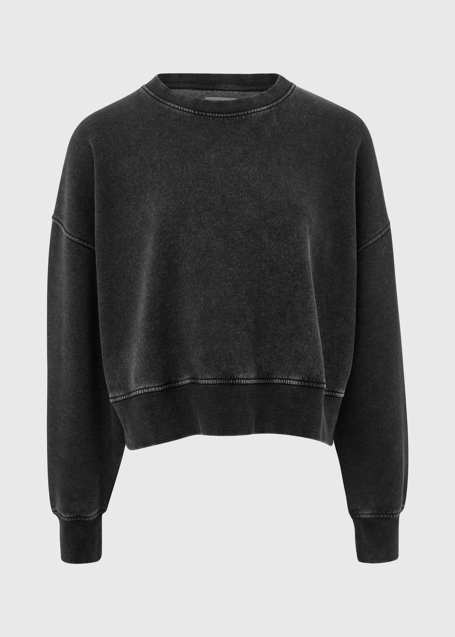 Charcoal Acid Wash Crop Sweatshirt