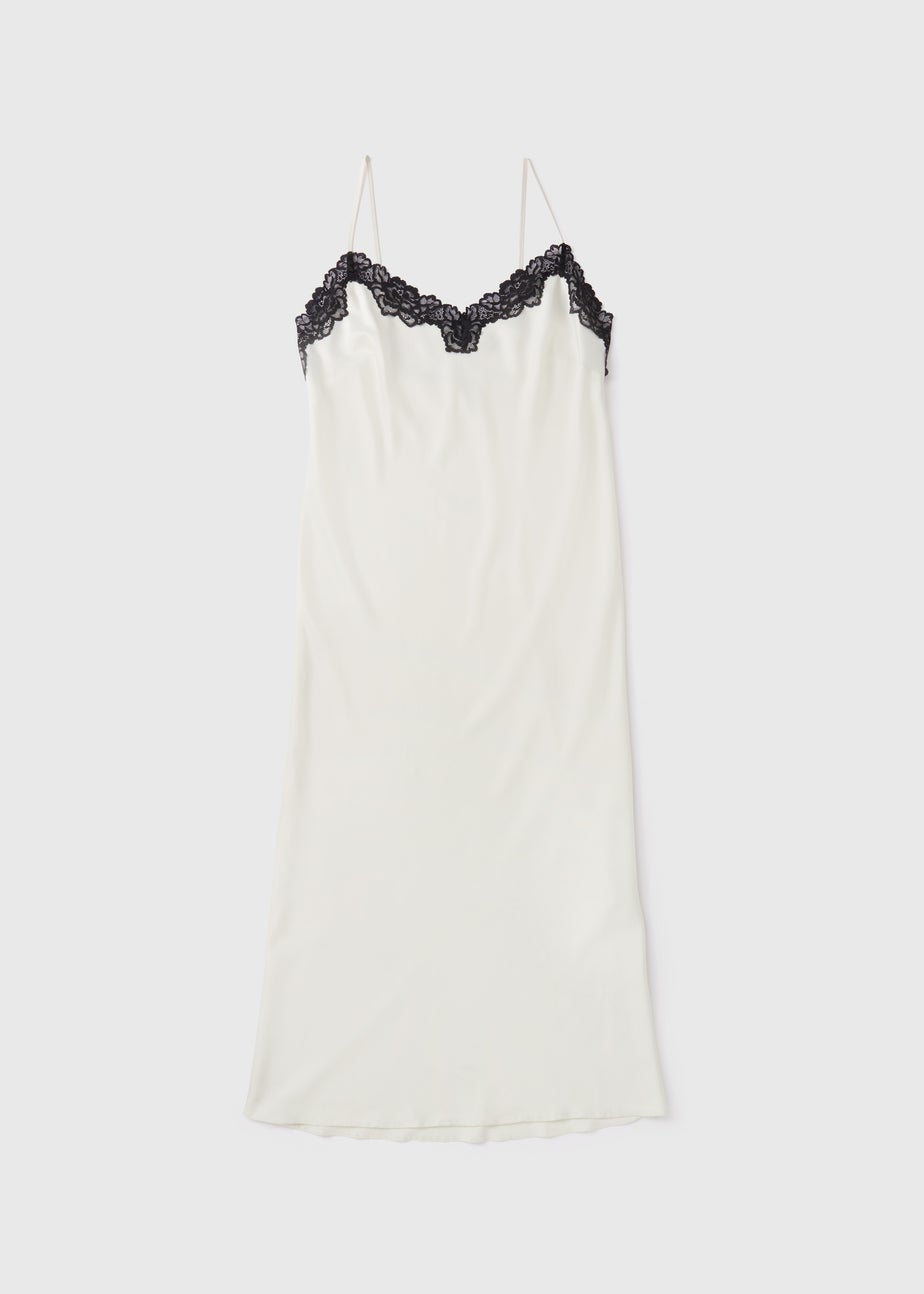 Cream Satin Contrast Lace Nightie