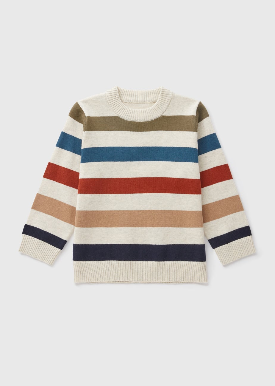 Boys Cream Striped Knitted Jumper (1-7yrs)