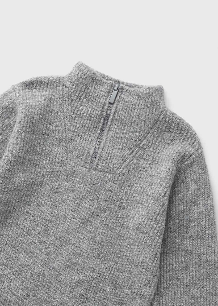 Boys Grey Ribbed 1/4 Zip Jumper (1-7yrs)
