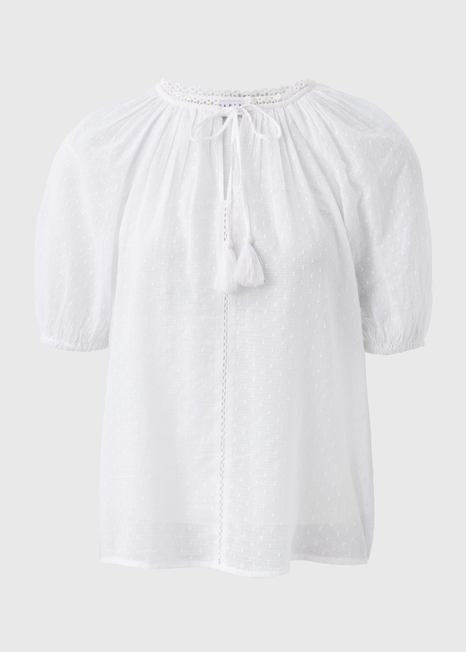 White Dobby Boho Blouse
