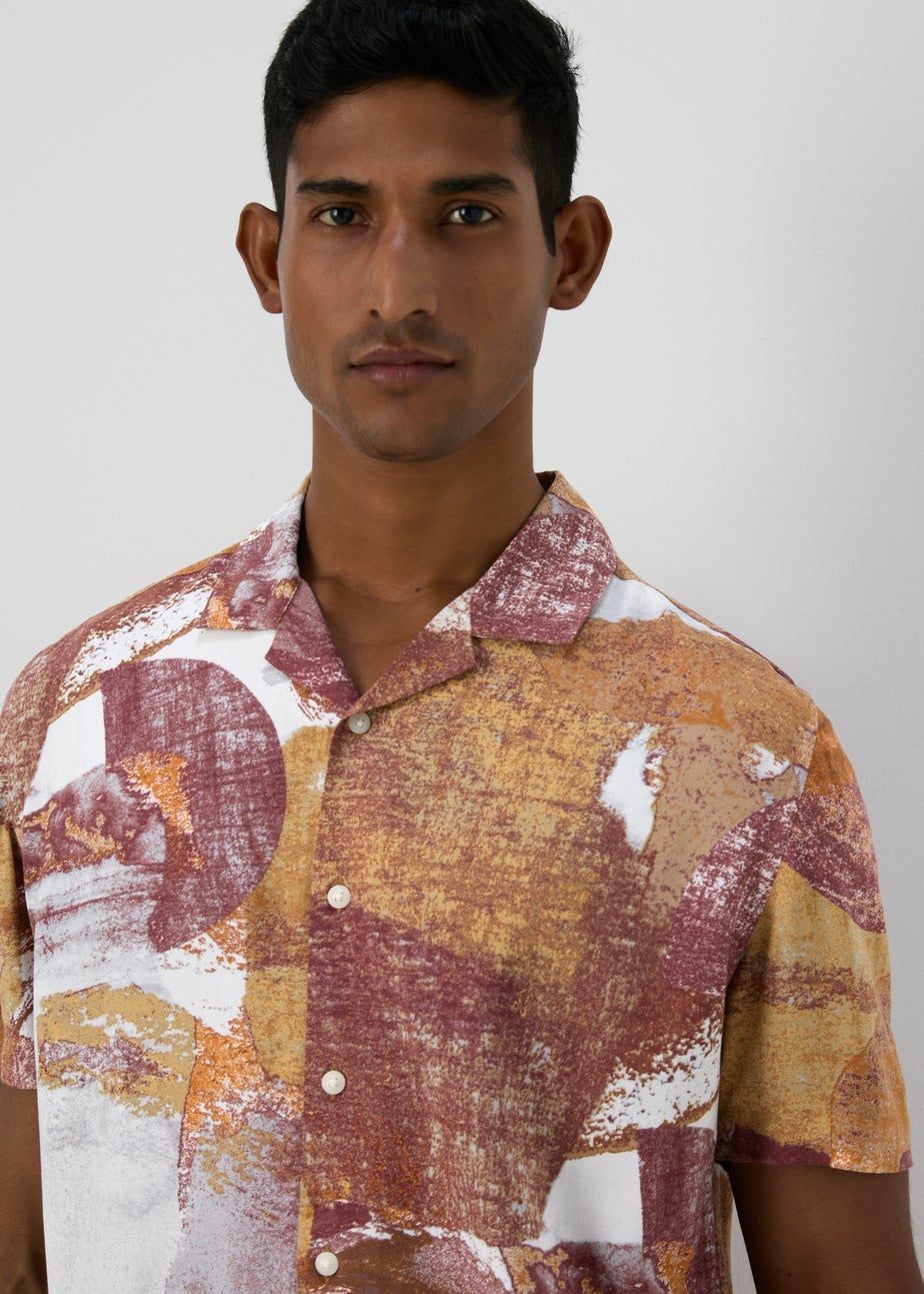 Peach Abstract Print Shirt