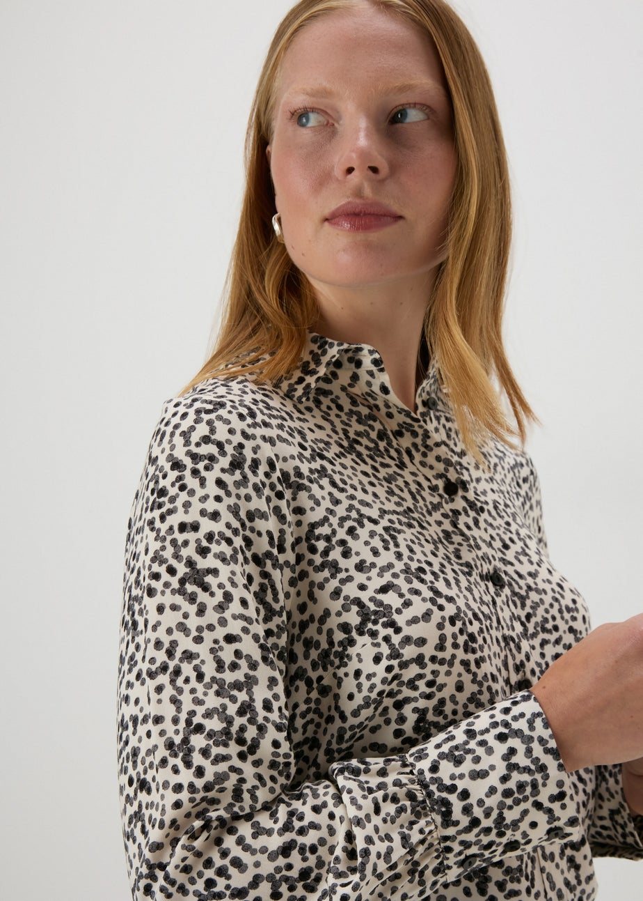 Cream Spot Print Viscose Shirt