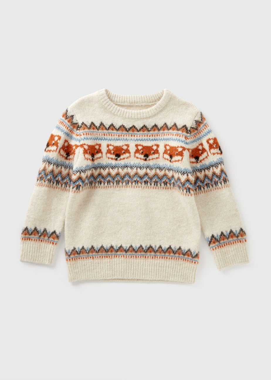 Boys Cream Fox Knit Jumper (1-7yrs)
