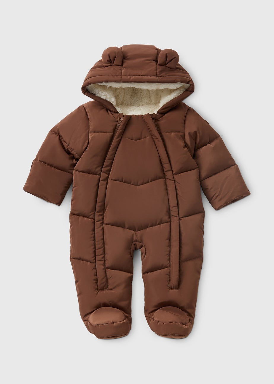 Baby Brown Padded Showerproof Snowsuit (Newborn-18mths)