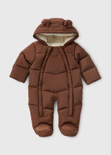 Baby Brown Padded Showerproof Snowsuit (Newborn-18mths)