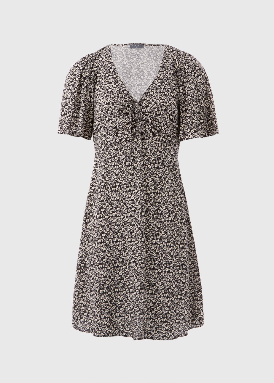 Black Ditsy Mini Dress