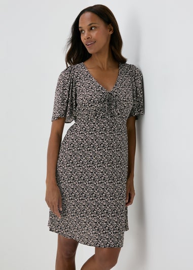 Black Ditsy Mini Dress