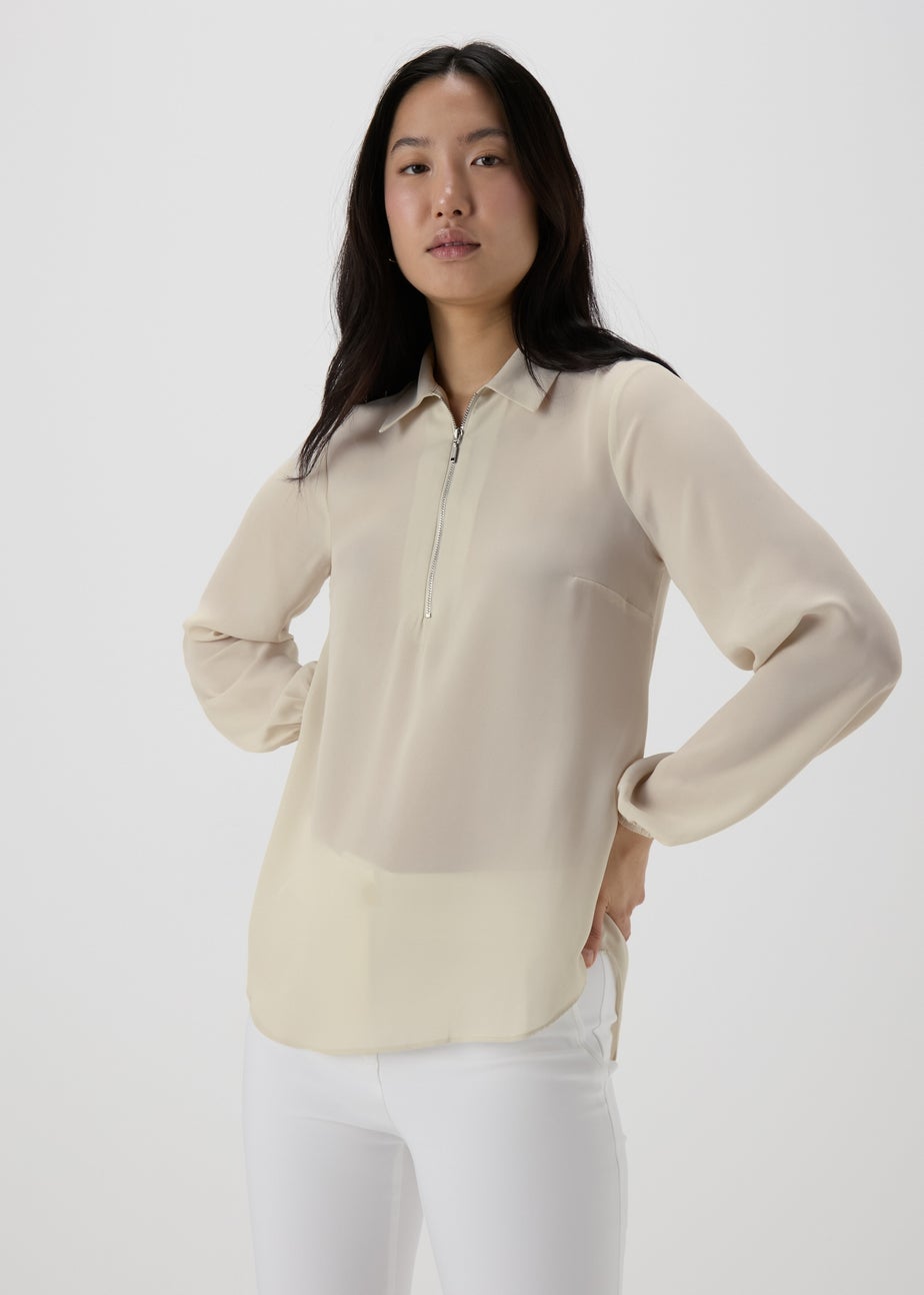 Et Vous Stone Half Zip Blouse