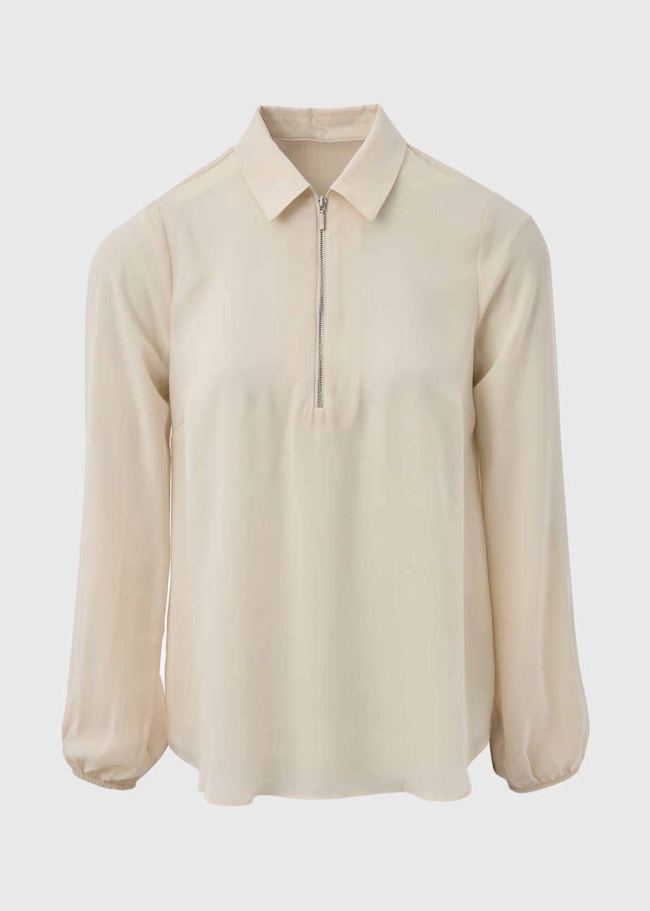 Et Vous Stone Half Zip Blouse
