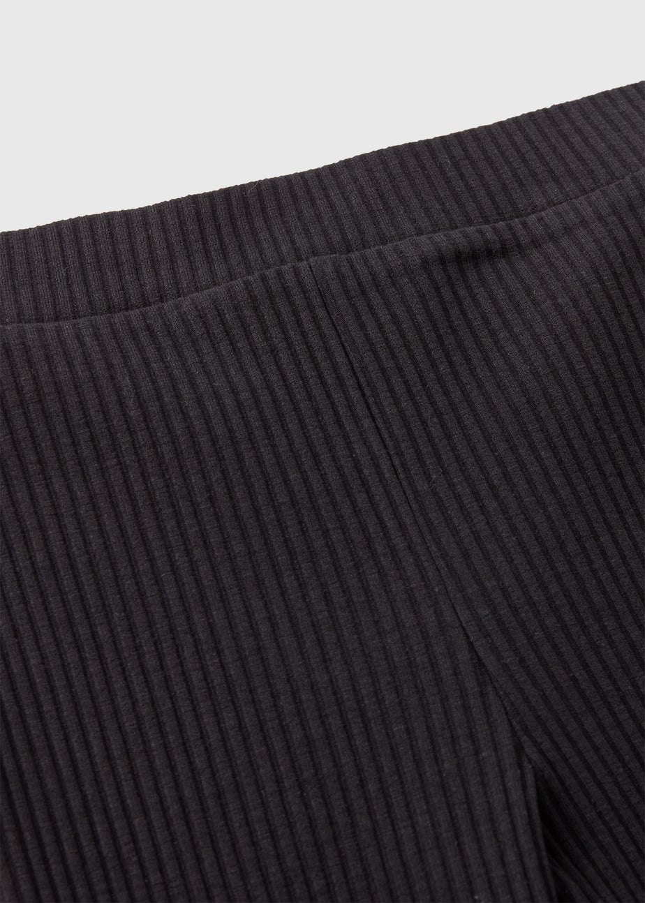 Girls Black Ribbed Flared Leggings (7-15yrs)