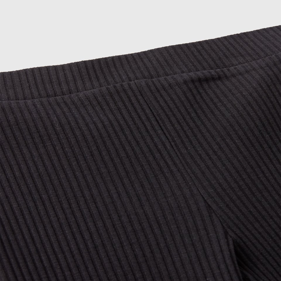 Girls Black Ribbed Flared Leggings (7-15yrs)