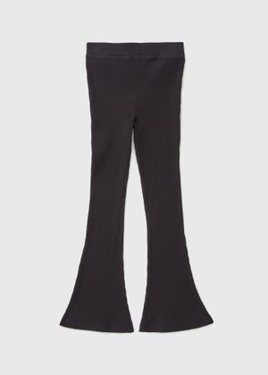 Girls Black Ribbed Flared Leggings (7-15yrs)