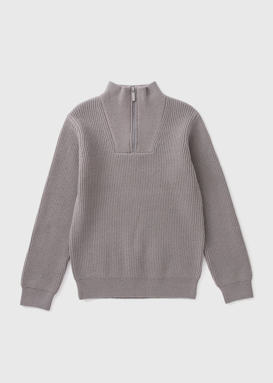 Boys Charcoal Knitted Half Zip (7-15yrs)