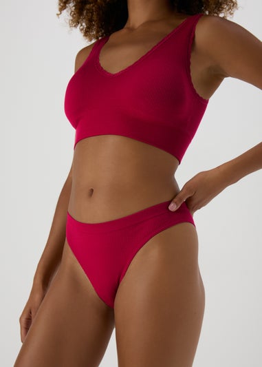 Burgundy Seamless Bra & Briefs Set