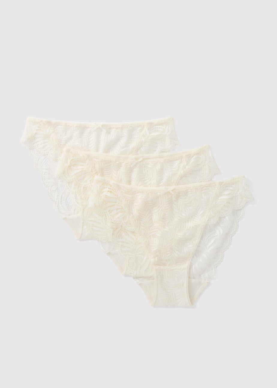 3 Pack Cream Lace High Leg Knickers