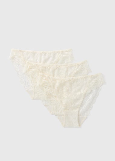 3 Pack Cream Lace High Leg Knickers