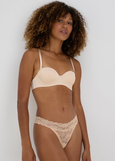 3 Pack Nude Lace Thongs