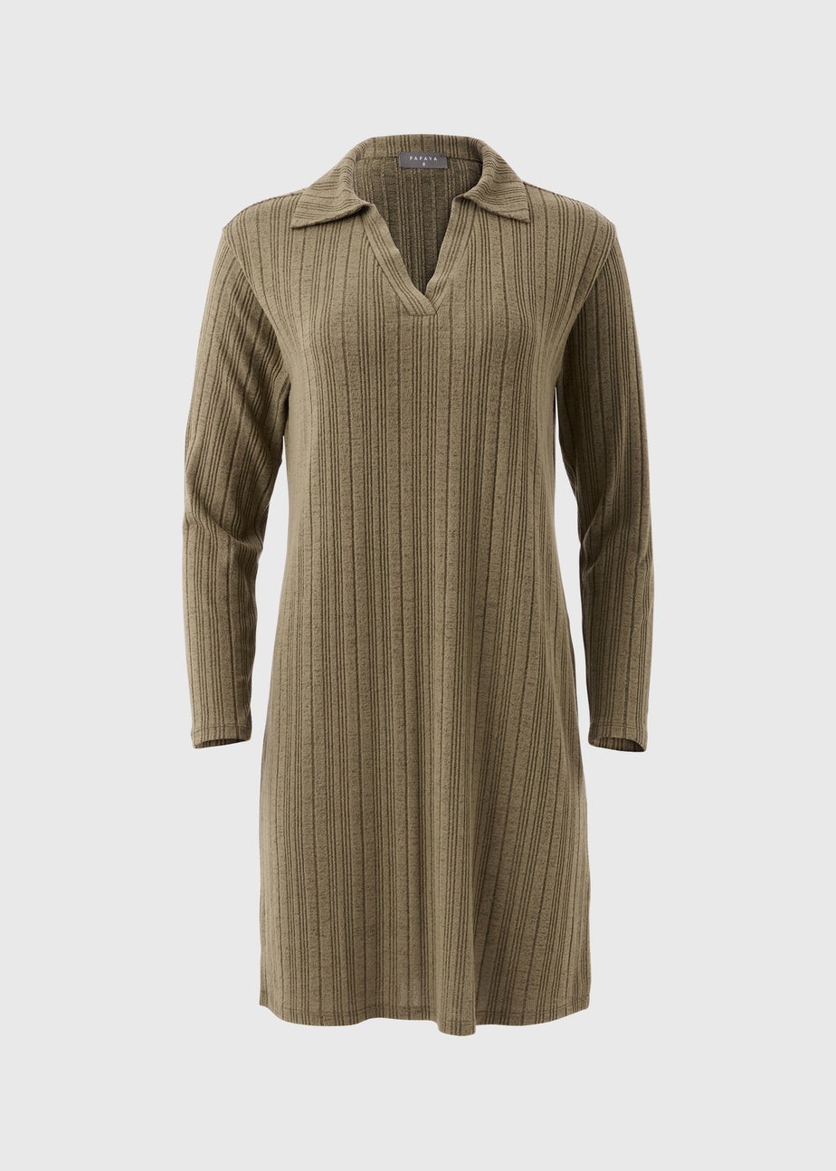 Khaki Ribbed Mini Dress