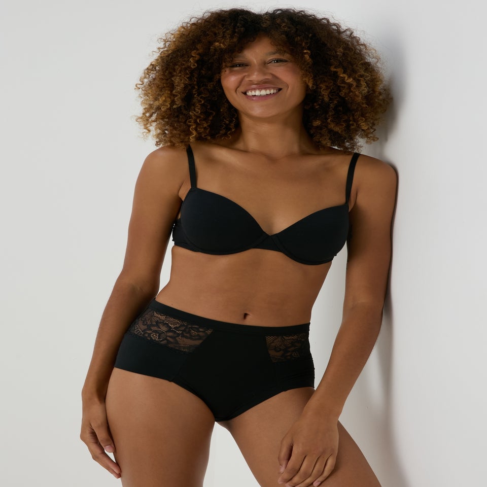 3 Pack Black Brushed Lace Full Knickers