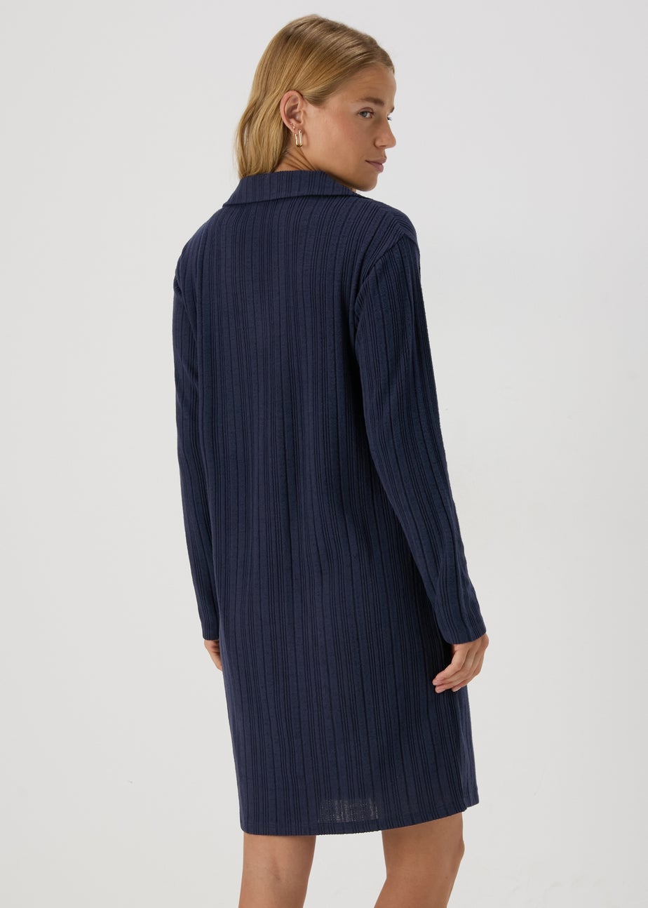 Blue Ribbed Mini Dress