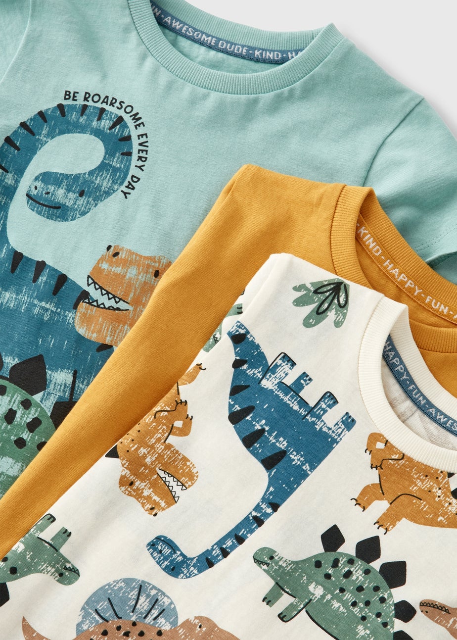 3 Pack Boys Dinosaur T-Shirts (1-7yrs)