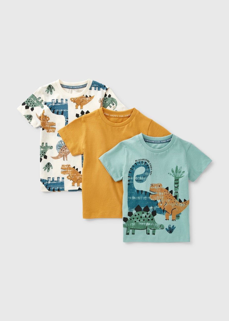 3 Pack Boys Dinosaur T-Shirts (1-7yrs)