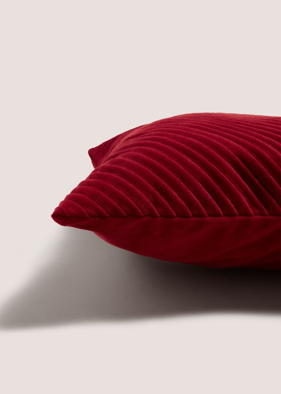 Red Velvet Pleated Cushion
