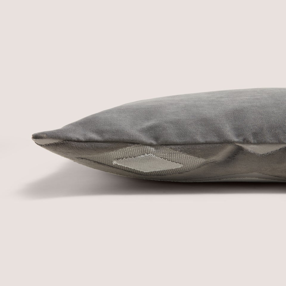 Grey Crushed Velvet Diamond Cushion