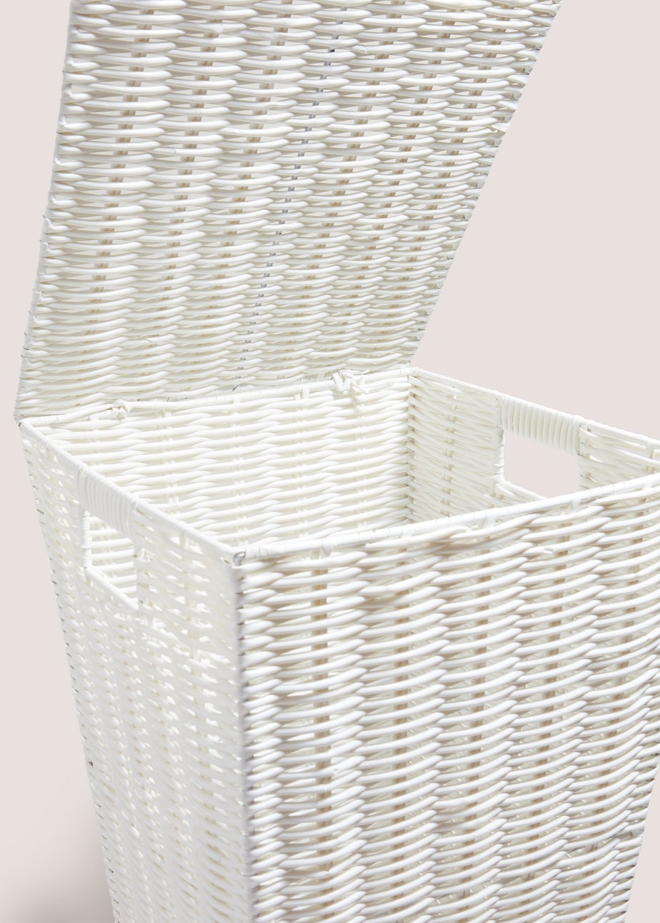 White Woven Plastic Laundry Basket