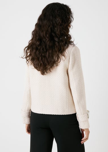 Et Vous Ivory Boucle Biker Jacket