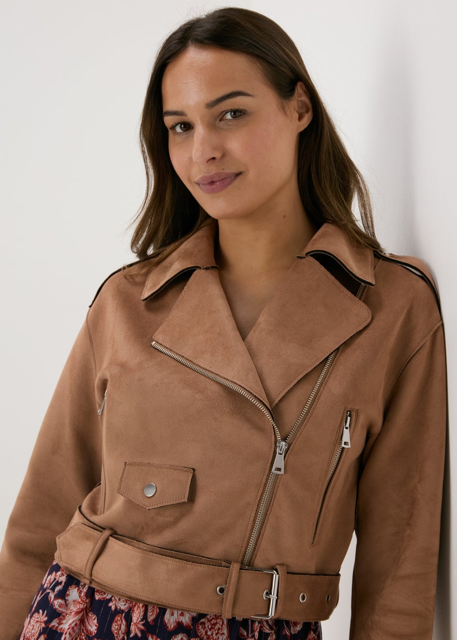 Stone Suede Biker Jacket