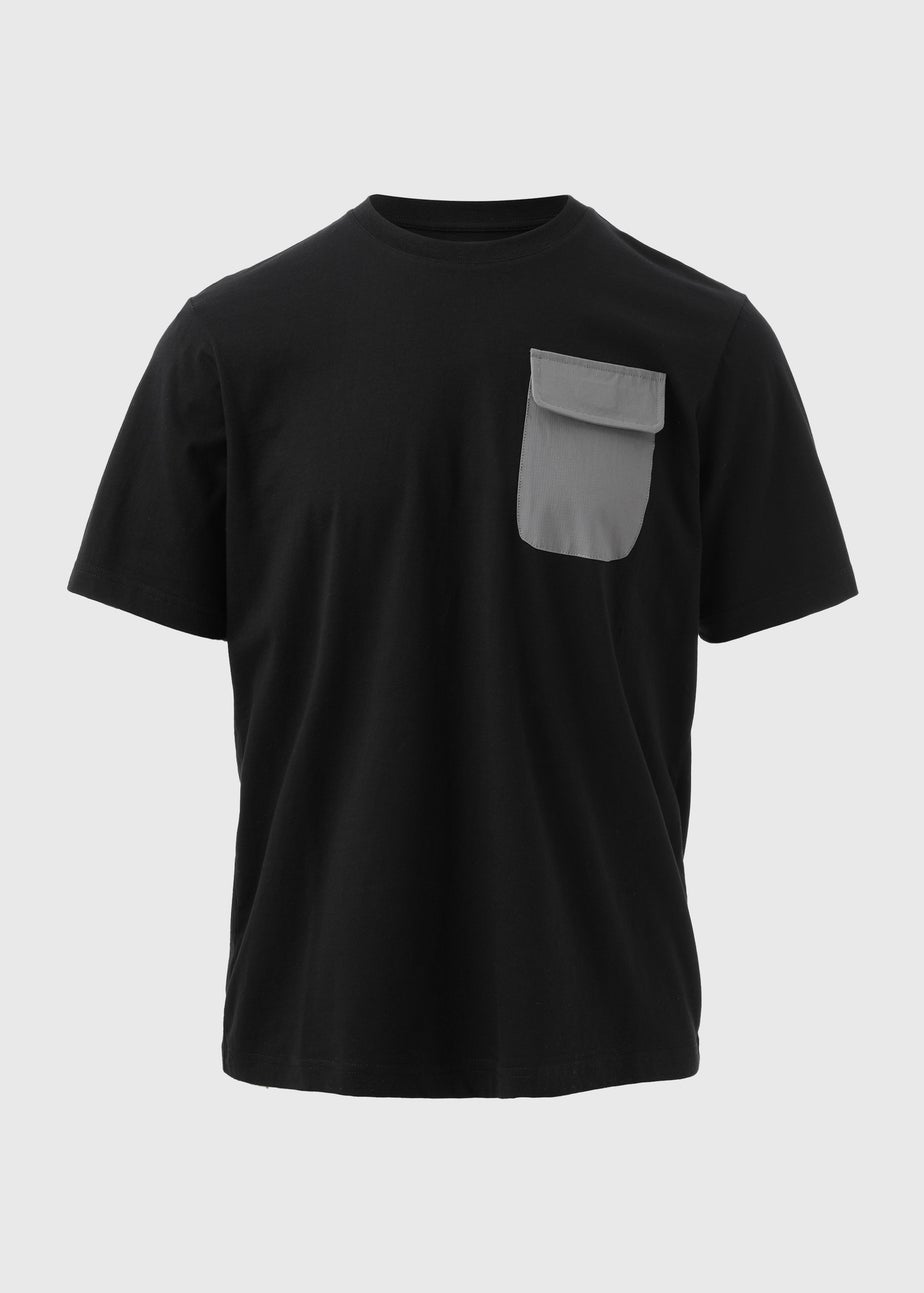 Black Woven Grey Pocket T-Shirt
